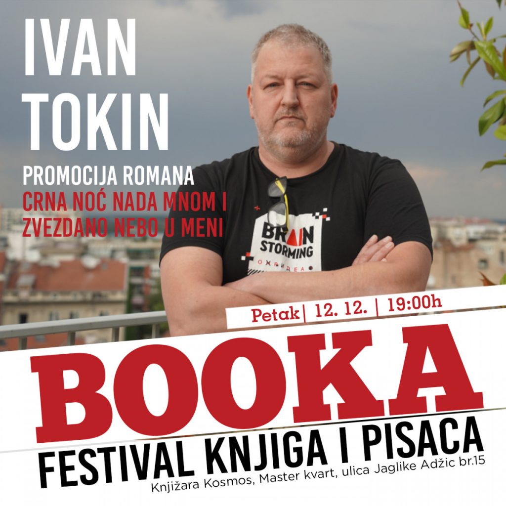 Promocija romana „Crna noć nada mnom i zvezdano nebo u meni“ Ivana Tokina u Kosmos knjižari