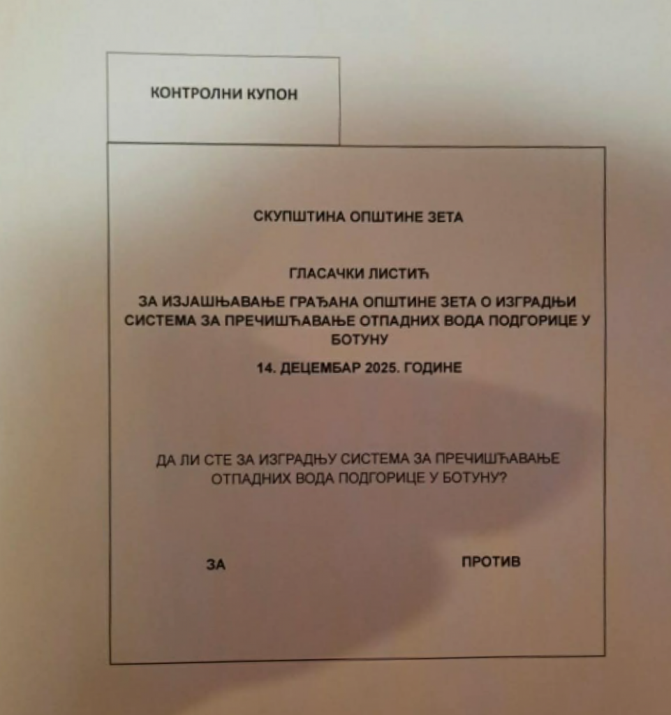 Ovako izgleda glasački listić za referendum u Zeti