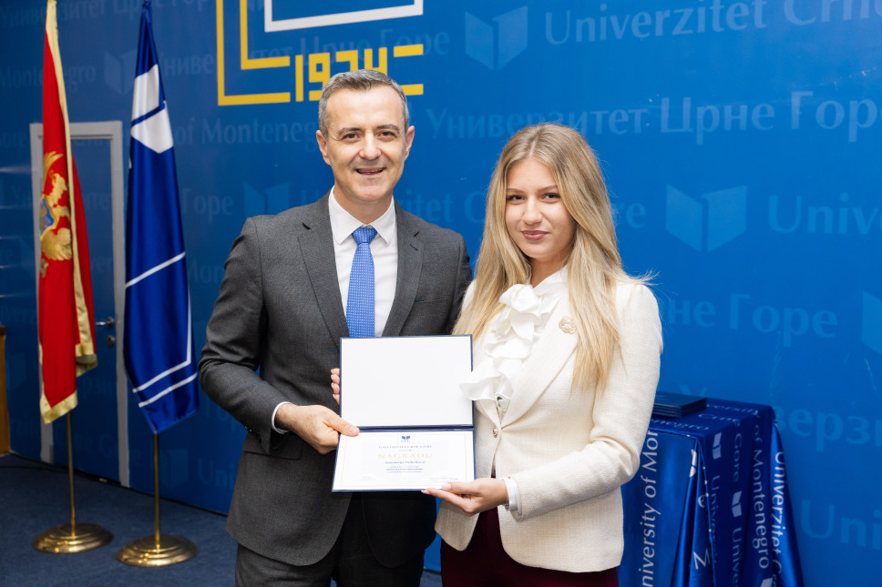 Anastasija Dobrilović najbolja studentkinja Fakulteta političkih nauka Univerziteta Crne Gore