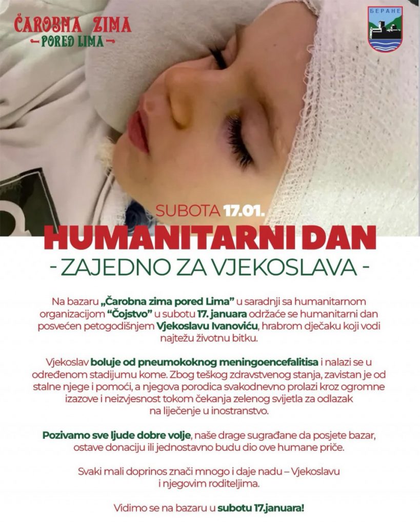 Darujmo nadu: Humanitarni dan za petogodišnjeg Vjekoslava u Beranama