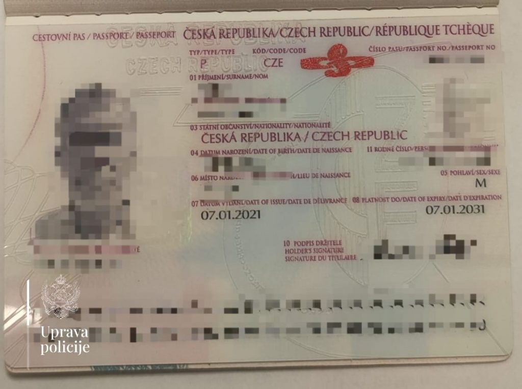 Uhapšen Danilovgrađanin, dao na uvid falsifikovana dokumenta Češke Republike