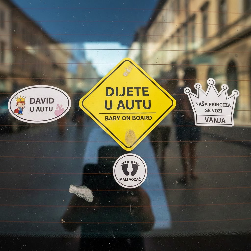 DIJETE U AUTU – NALJEPNICA KOJA GOVORI PREVIŠE