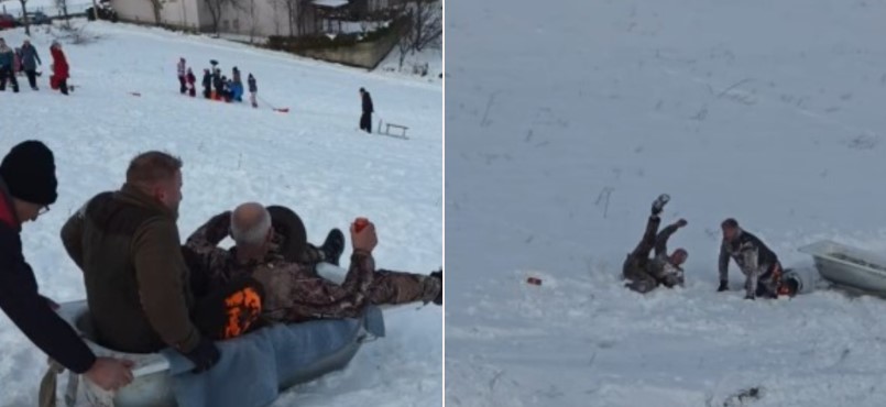 Kad nema sanki, dobra je i kada: Hit snimak stiže iz komšiluka – sankanje u kadi (VIDEO)