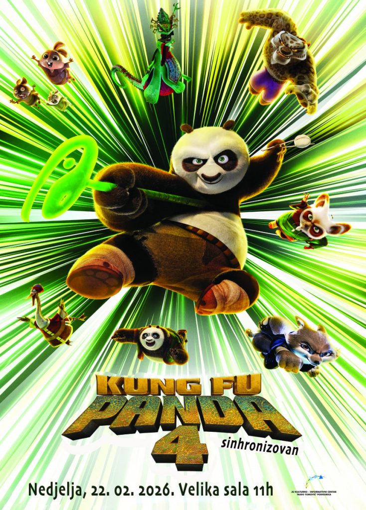 Projekcija animiranog filma ,,Kung fu panda 4“ 22. februara u KIC-u „Budo Tomović“