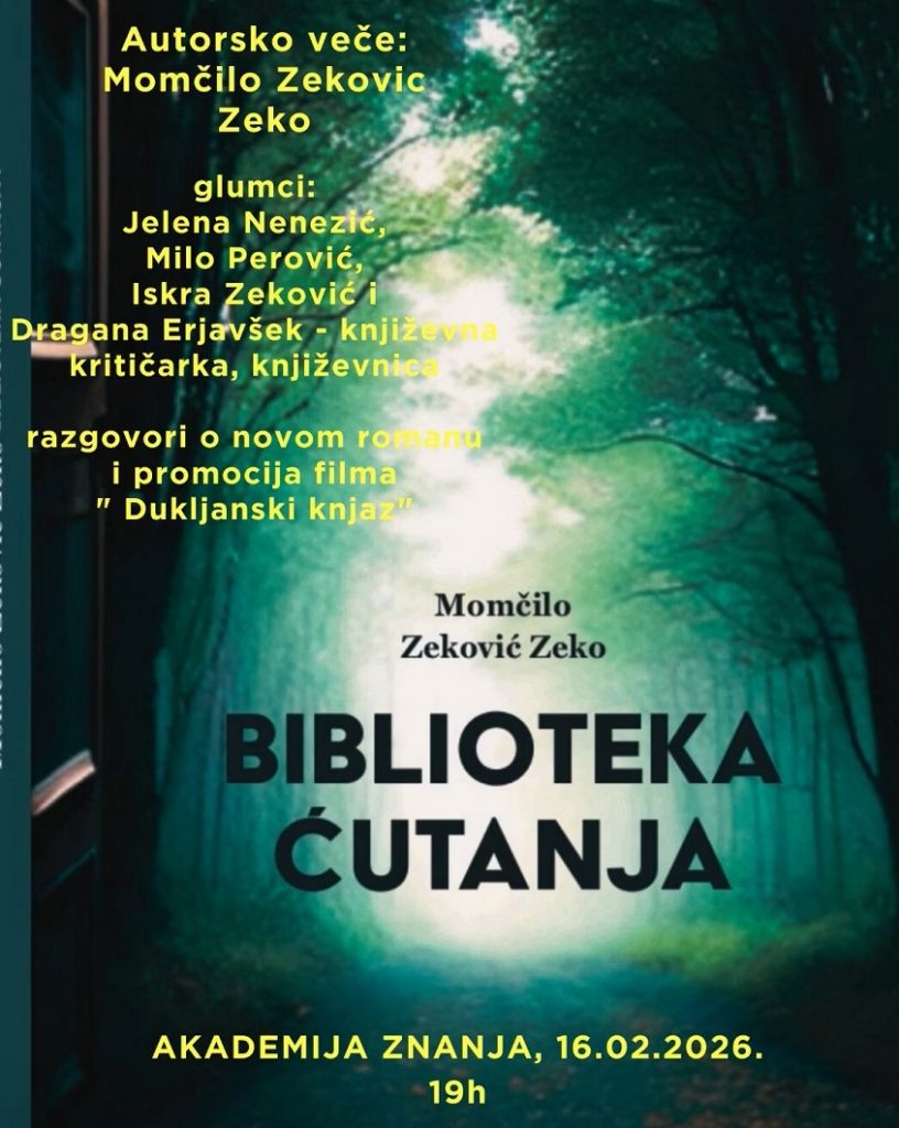 Akademija znanja Budva organizuje autorsko veče Momčila Zekovića Zeka