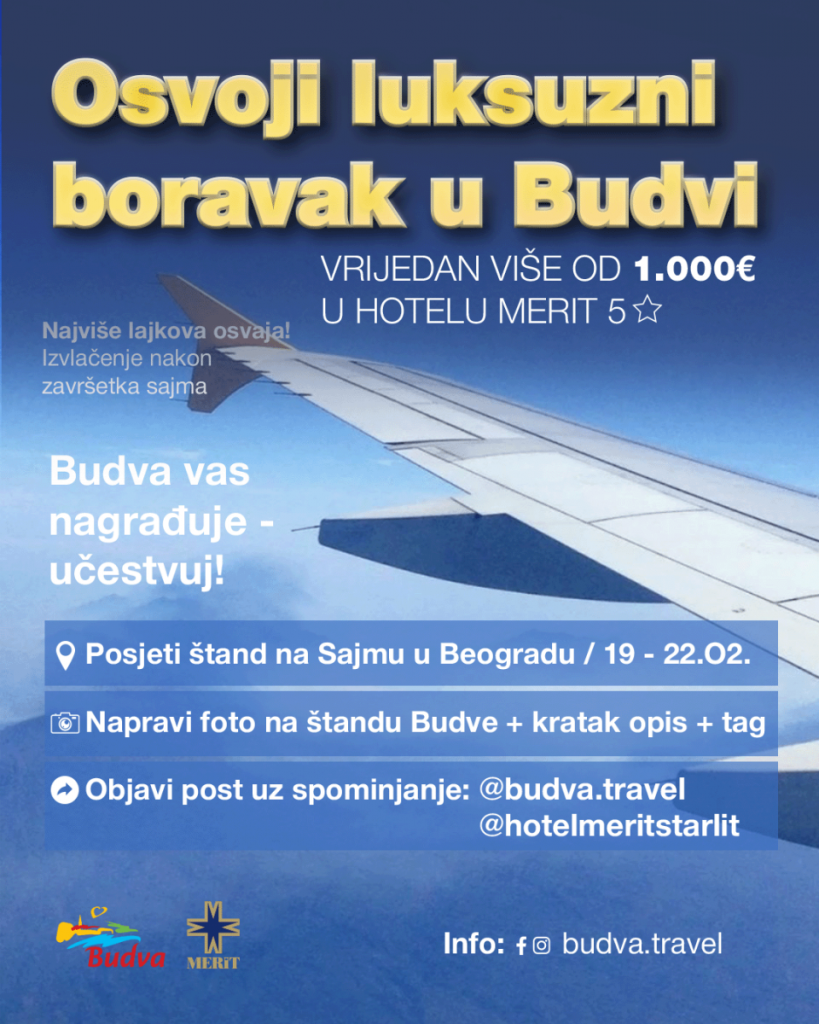 Nagradna igra: TO Budva na Sajmu turizma u Beogradu poklanja luksuzni boravak vrijedan više od 1.000€ u hotelu Merit 5 ★ 