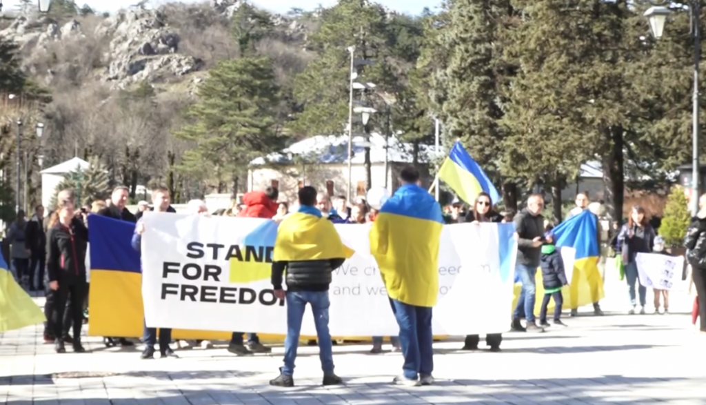 (VIDEO) NVO „Ukrajinogorci“ i ekipa marširali na Cetinju: Poručili da Ukrajina danas brani i Crnu Goru