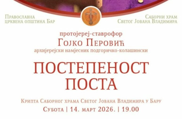 Bar: Otac Gojko Perović u subotu govori na temu ”Postepenost posta”
