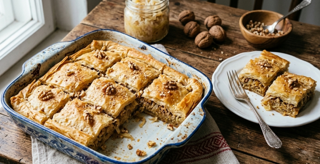 Posna pita sa kiselim kupusom i orasima