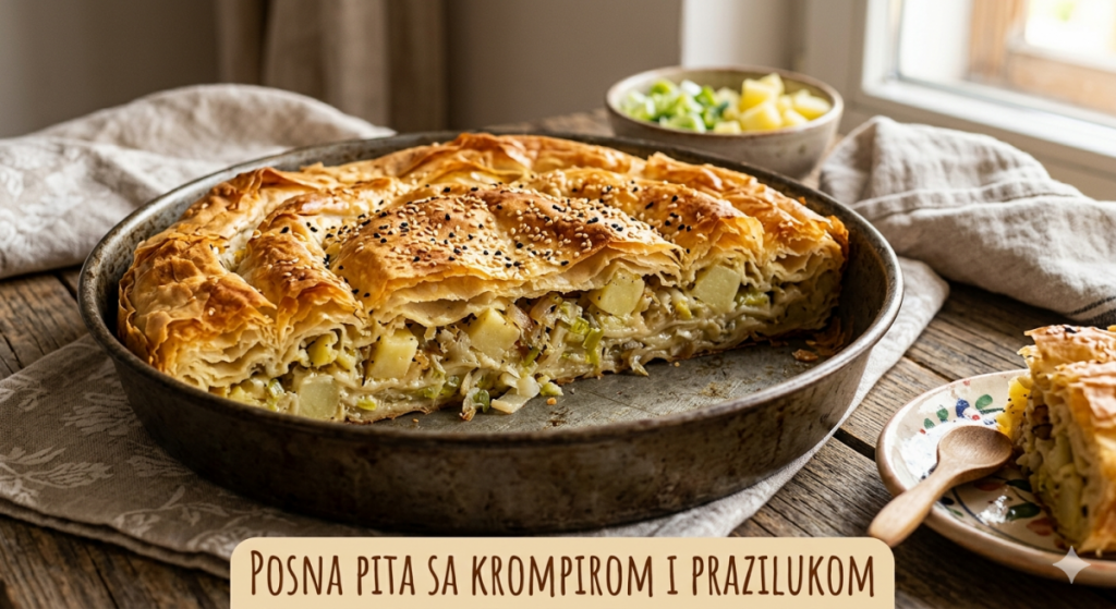 Posna pita sa krompirom i prazilukom: Hrskava spolja, a mekana i sočna iznutra