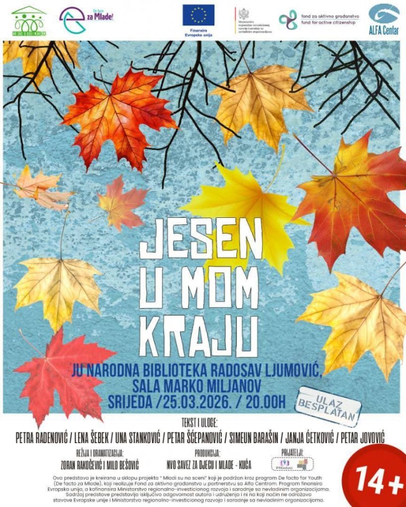 U srijedu predstava „Jesen u mom kraju“ u Nardnoj biblioteci „Radosav Ljumović“