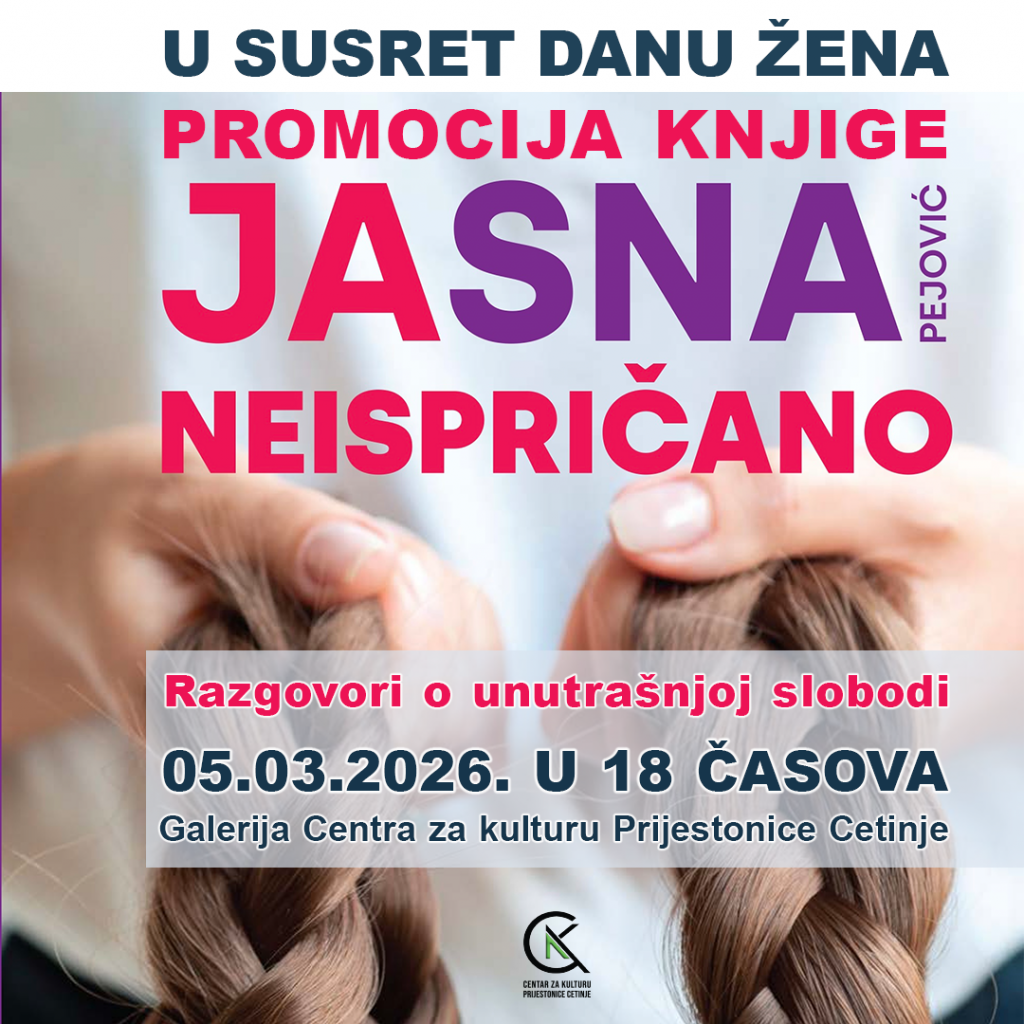 Promocija knjige „Neispričano“ Jasne Pejović 5. marta na Cetinju