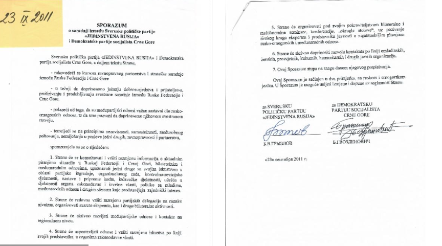 DPS objavio sporazum sa Jedinstvenom Rusijom: Evo šta piše u dokumentu o saradnji stranaka Vladimira Putina i Mila Đukanovića