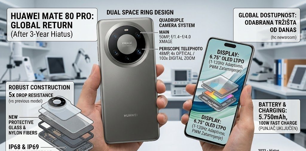 Huawei se vraća globalno: Predstavljen Huawei Mate 80 Pro nakon tri godine pauze