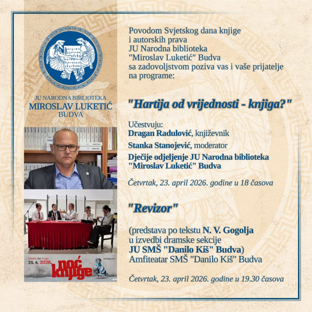 Evo kako će budvanska Biblioteka obilježiti Dan knjige