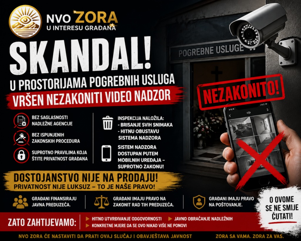 NVO „Zora“: Građani ne smiju biti nezakonito nadzirani, naročito ne u najtežim trenucima