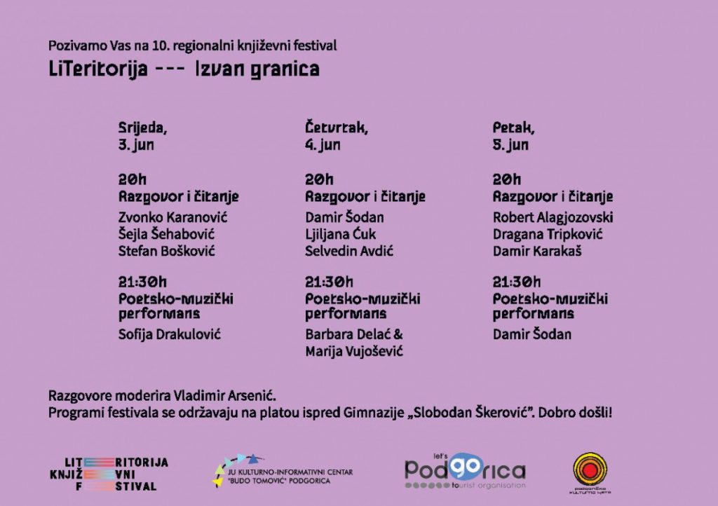 Počinje deseti regionalni književni festival „LiTeritorija” 3. juna u KIC „Budo Tomović“