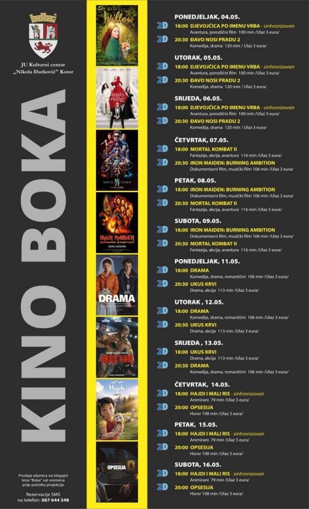 Repertoar kina „Boka“ od 4. do 16. maja