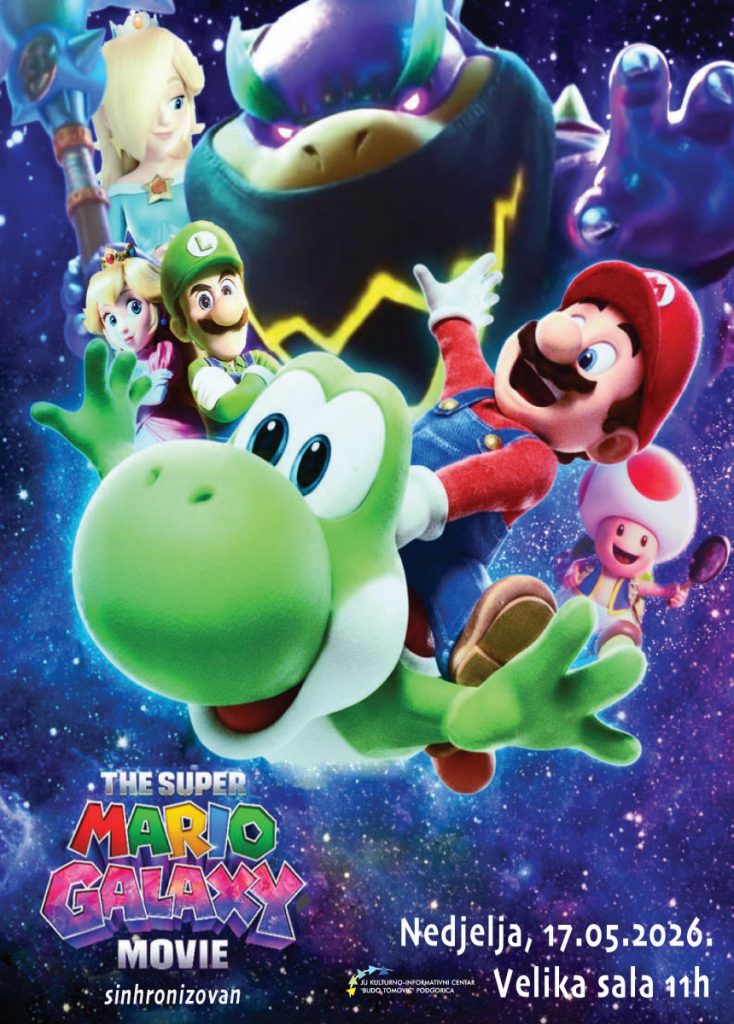 Projekcija filma „Super Mario galaktički film” 17. maja u KIC-u „Budo Tomović“