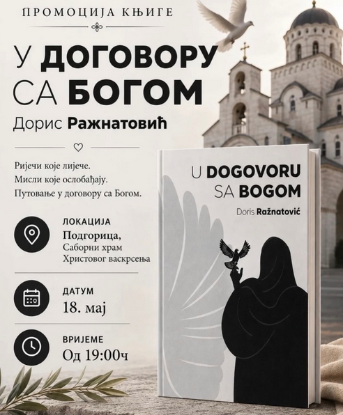 Prestavljanje knjige „U dogovoru s Bogom“ Doris Ražnatović u ponedeljak u Hramu