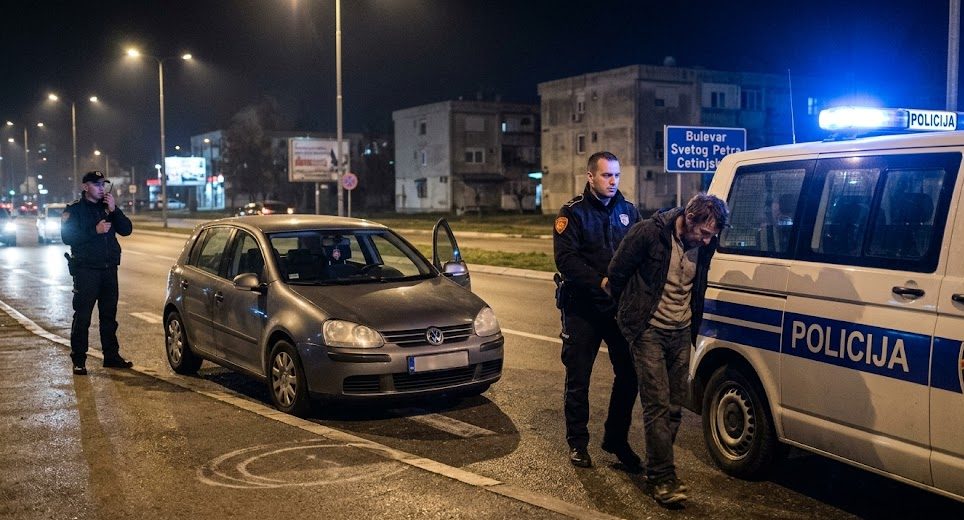 Uhapšen vozač zbog opasne i nesavjesne vožnje ulicama Podgorice, vozio u alkoholisanom stanju