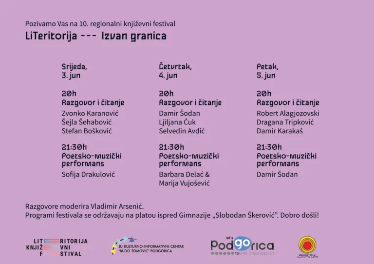 Deseto izdanje „LiTeritorije“ od 3. do 5. juna u Podgorici