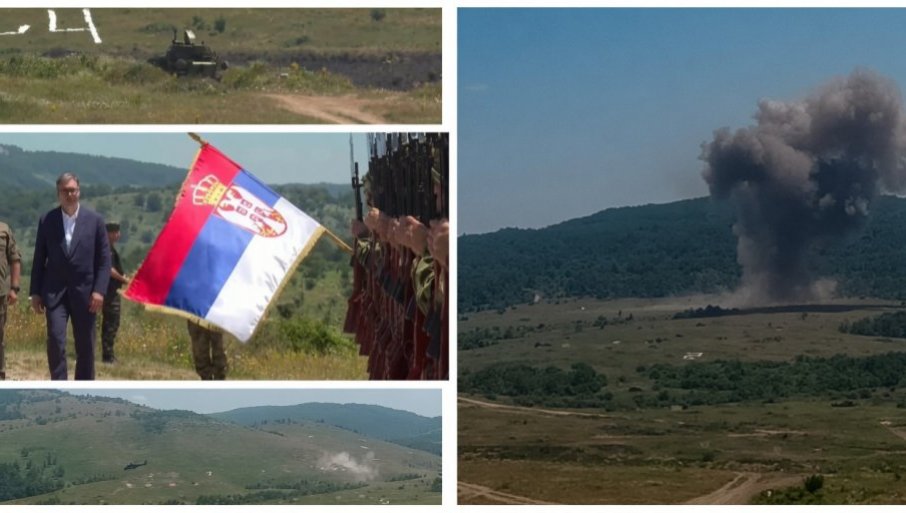 Snaga naše armije: Vučić posmatra moć Vojske Srbije na „Pasuljanskim livadama“