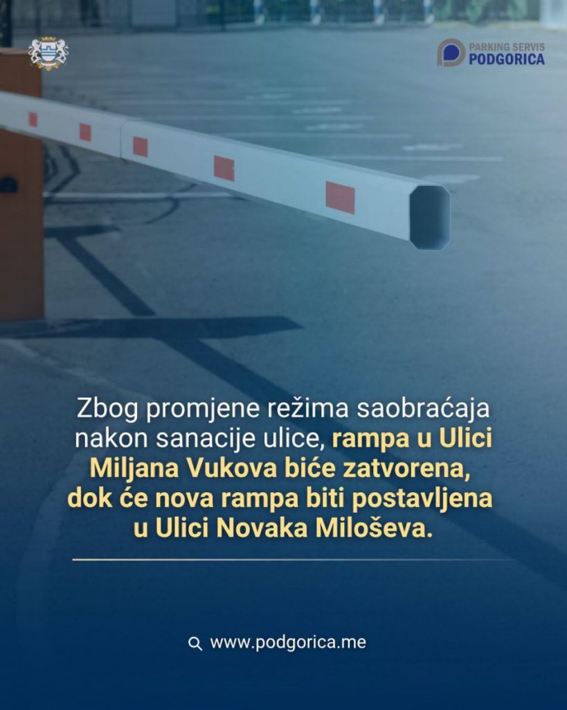 Zatvara se rampa u Ulici Miljana Vukova, nova u Ulici Novaka Miloševa