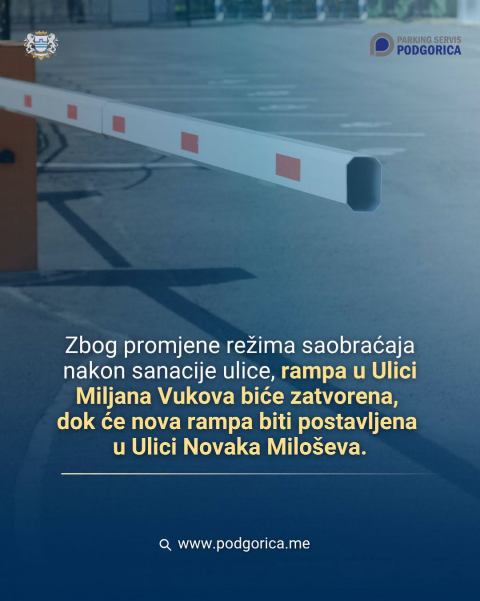 Zatvara se rampa u Ulici Miljana Vukova, nova u Ulici Novaka Miloševa
