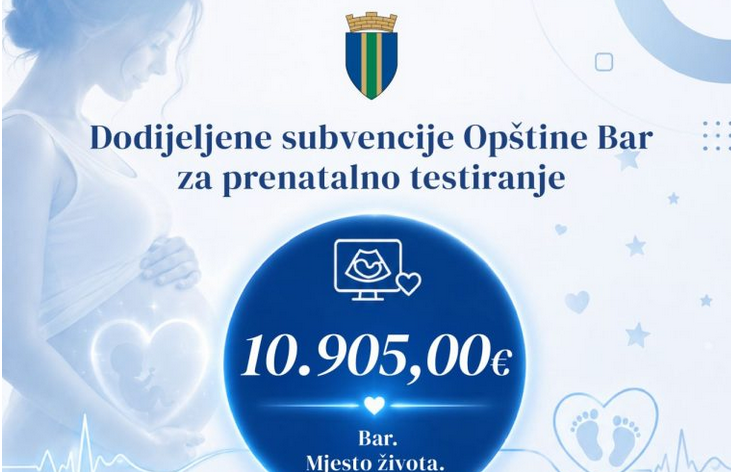 Bar: Odobrene subvencije za prenatalno testiranje za 21 korisnicu
