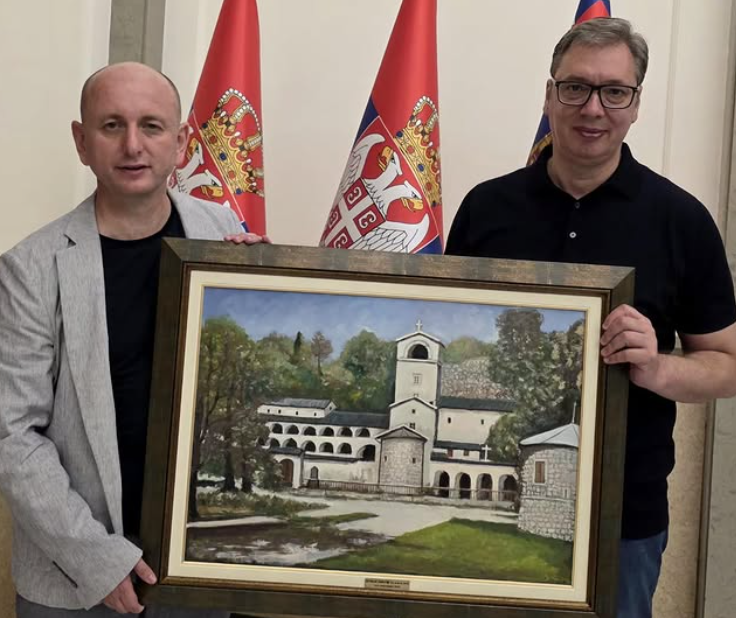 U ime grupe Srba sa Cetinja: Knežević poklonio Vučiću sliku Cetinjskog manastira