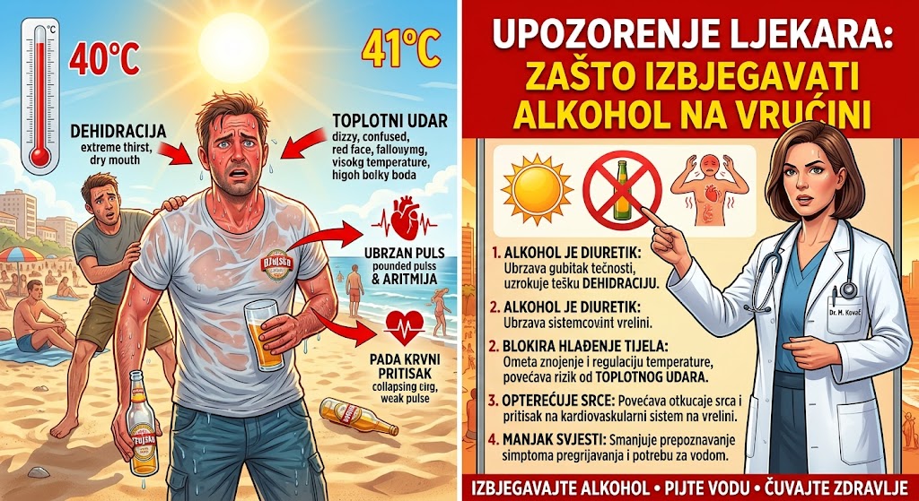 Upozorenje ljekara: Zašto treba izbjegavati alkohol na visokim temperaturama