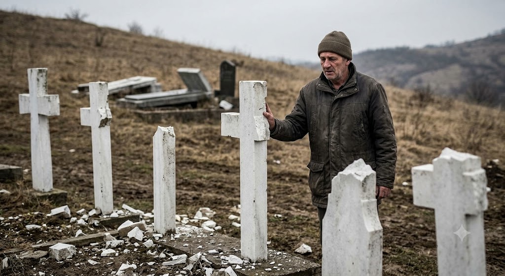 Oskrnavljeno pravoslavno groblje kod Zenice: Polomljeni krstovi
