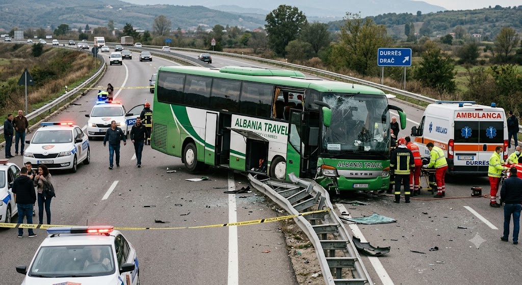Najmanje dvoje mrtvih! Težak udes na putu za Drač: Putnički autobus udario u ogradu, ima žrtava