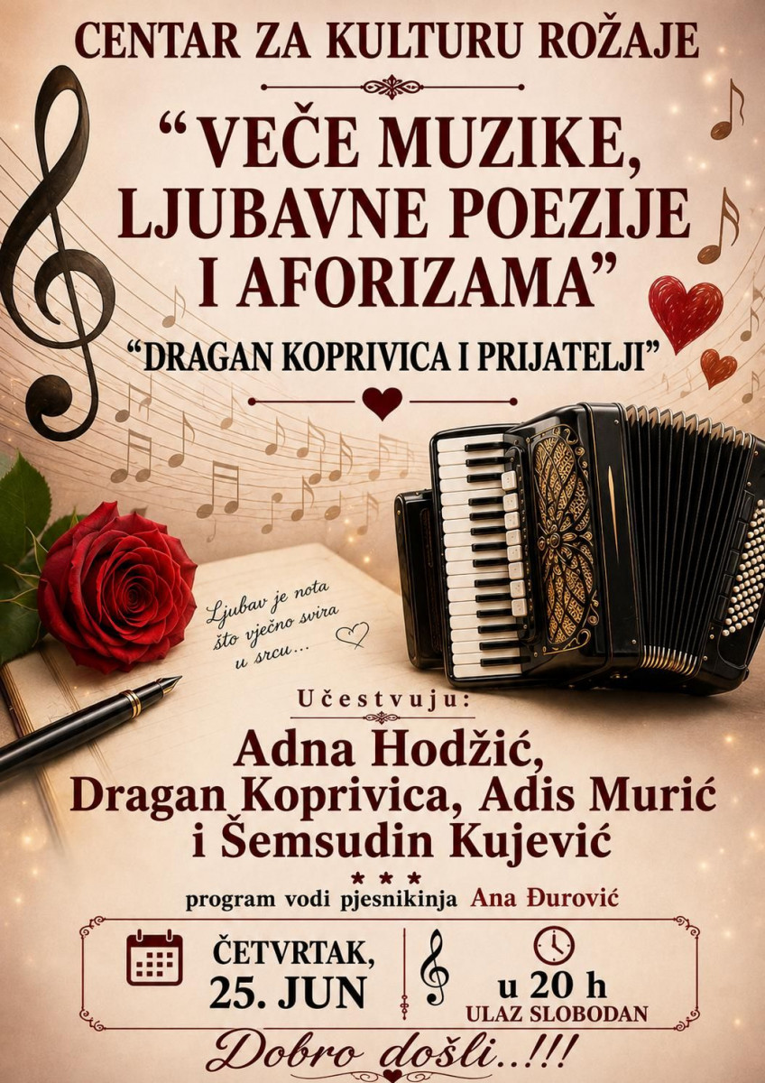VEČE, ROŽAJE, 25.6.2026. PLAKAT