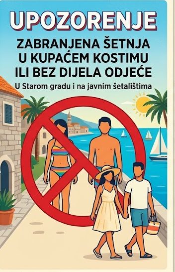 Herceg Novi zabranio šetanje gradom u kupaćem kostimu: Kazna 150 eura