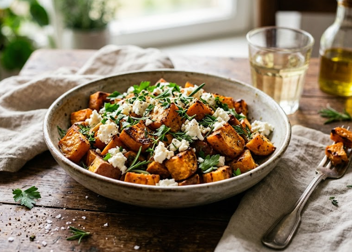 Pečeni batat sa feta sirom i začinskim biljem