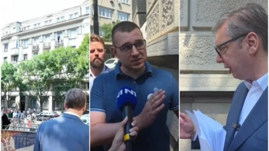 Vučić pred demonstrantima ispred Predsjedništva: Razgovorom možemo da riješimo probleme
