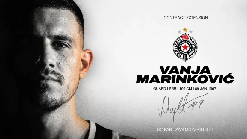Vanja Marinković ostaje kapiten Partizana: Produžio ugovor do 2028. godine