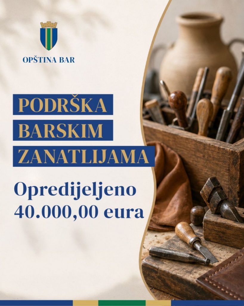 Novi ciklus podrške barskim zanatlijama: Opredijeljeno 40 hiljada evra