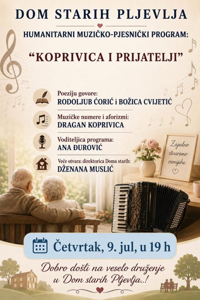 Koprivica i prijatelji večeras u Domu starih Pljevlja