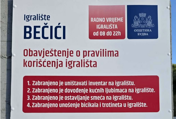 Uveden red na igralištu u Bečićima, poznat raspored i stroge zabrane