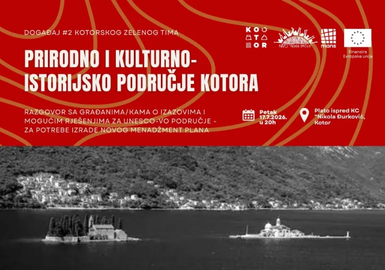 NVO Naša akcija poziva građane: Razgovor o izazovima i rješenjima za UNESCO područje Kotora