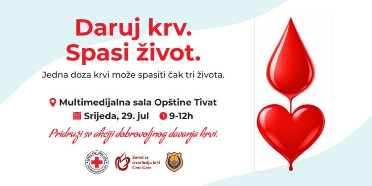 Akcija dobrovoljnog davanja krvi 29. jula u Tivtu