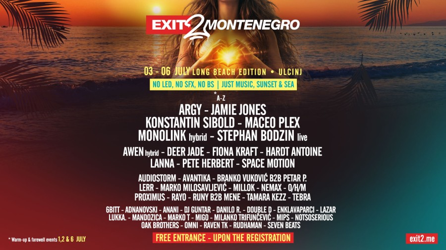 EXIT to Montenegro: Monolink otvara festival u zalazak sunca, Jamie Jones dočekuje zoru