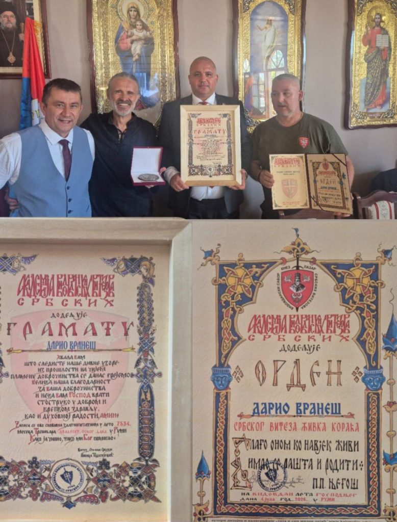 Vraneš odlikovan ordenom srpskog viteza